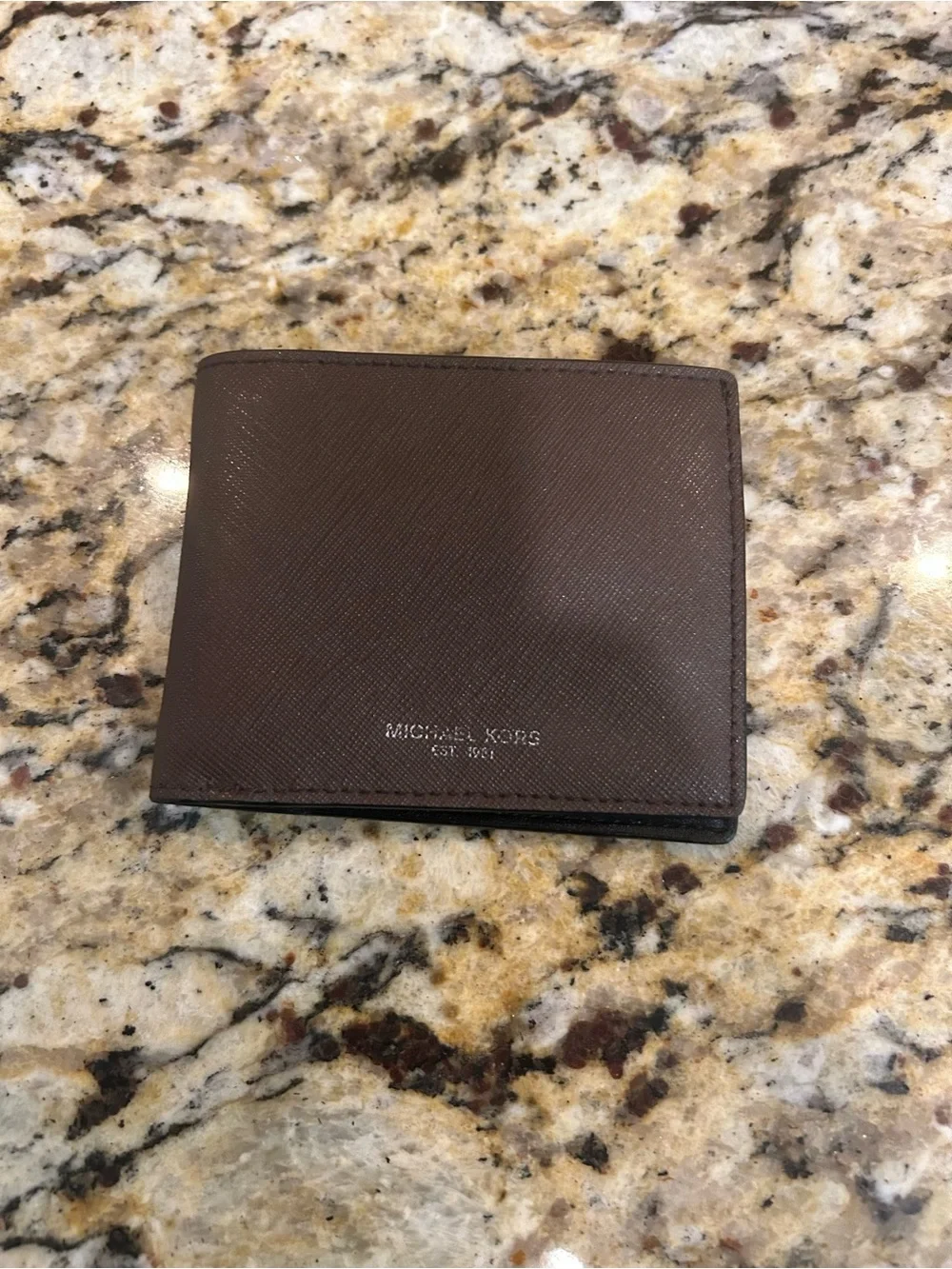 Michael Kors Men's Dark Brown Leather Wallet with Logo